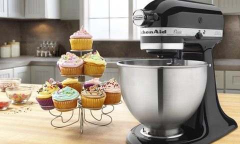 KitchenAid Onyx 4.5 Quart Stand mixer on counter.