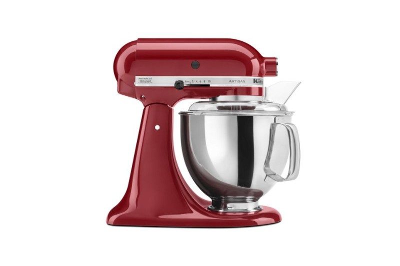KitchenAid Artisan mixer in red.