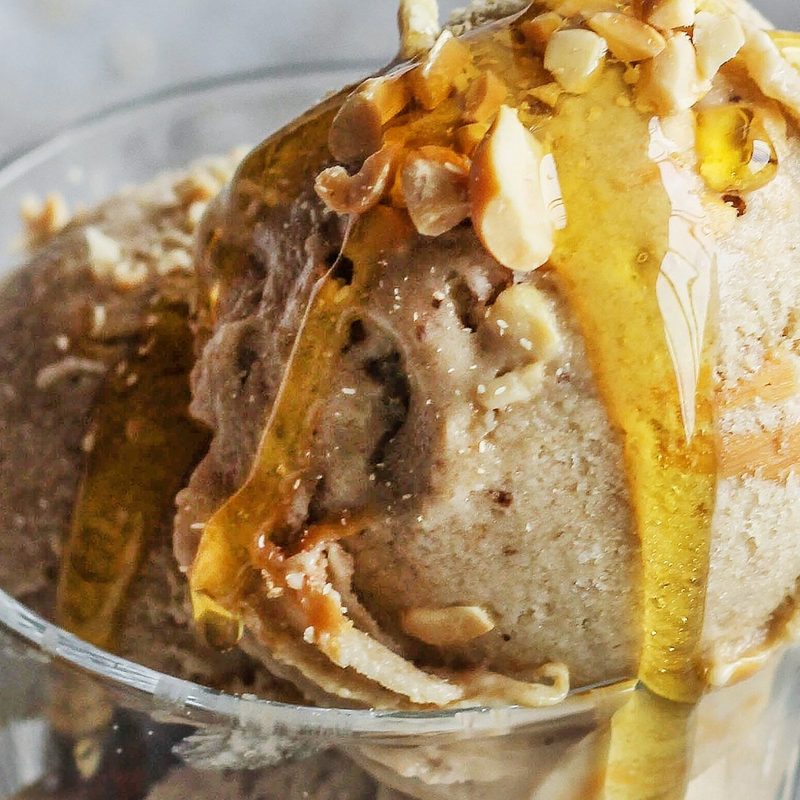 two scoops of maple gelato from ninja creami.