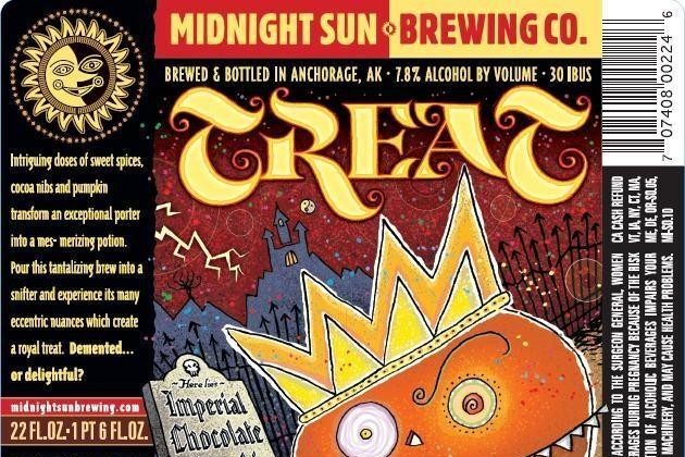 Midnight Sun TREAT pumpkin beer label.