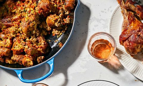 Pretzel and Sausage Stuffing from Chef Mark Steuer of Funkenhausen in Chicago.