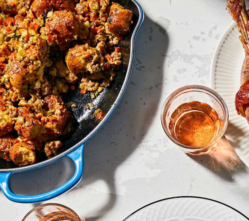 Pretzel and Sausage Stuffing from Chef Mark Steuer of Funkenhausen in Chicago.
