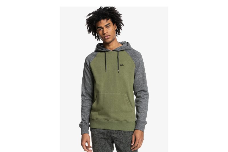 A male model wearing a Quiksilver Essentials Hoodie.