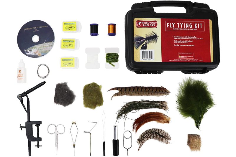 a display of a complete fly tying kit.