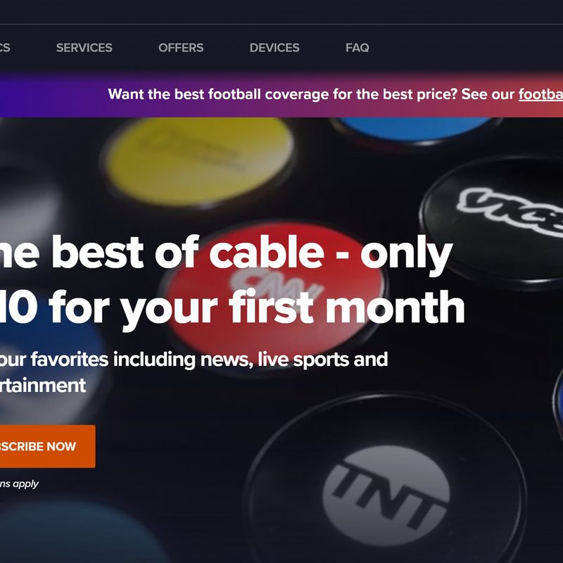 Sling TV homescreen