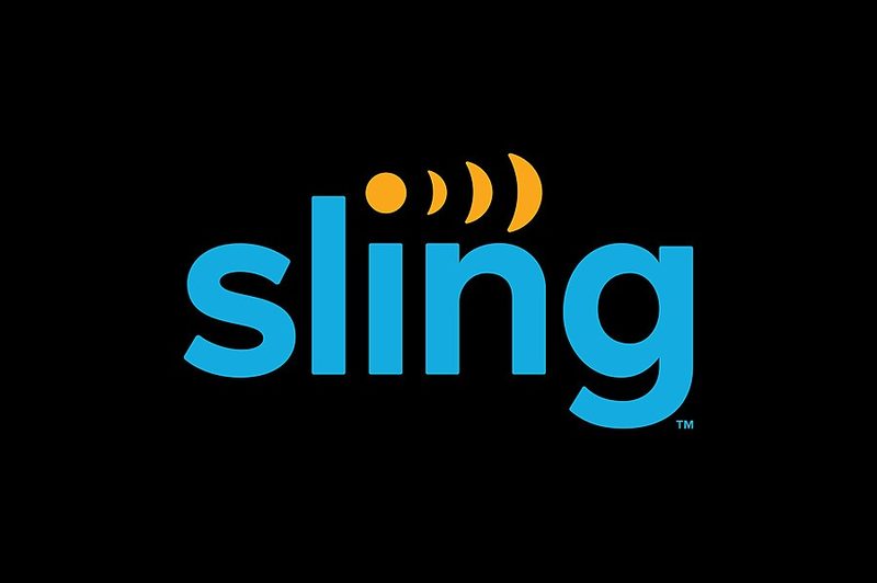 The Sling TV Logo on a black background.
