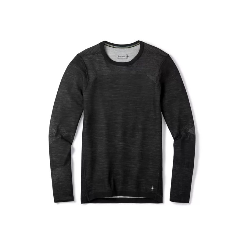 A black Smartwool Intraknit Long-Sleeved Shirt on white background.