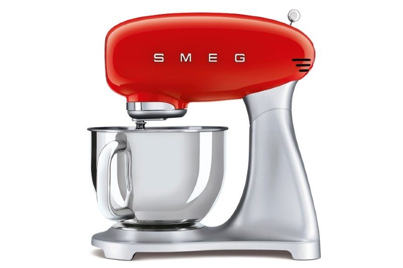 smeg stand mixer against a white background.
