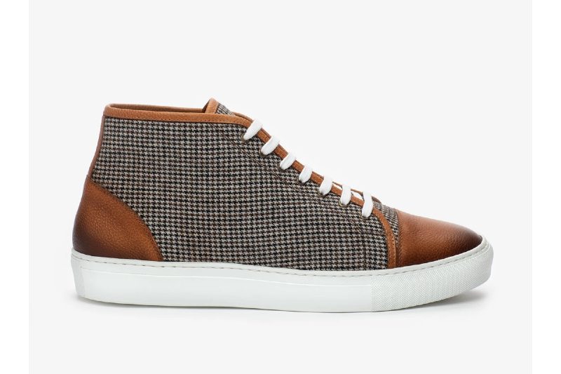 Leather high-top sneakers for men.