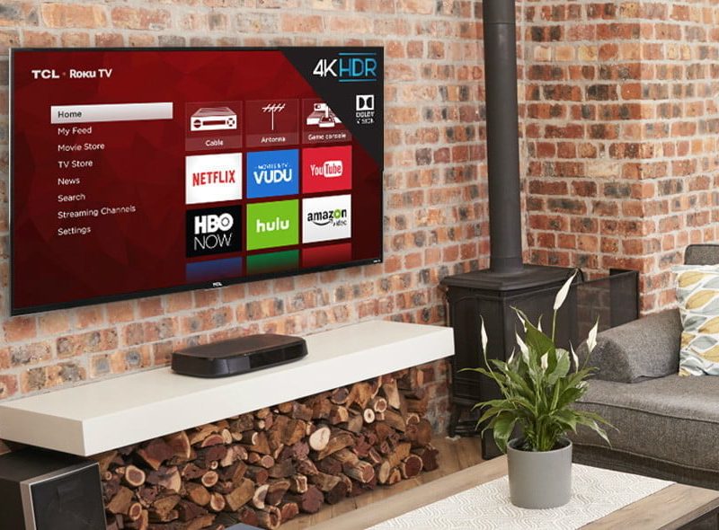 The TCL 4 Series TV on the wall.