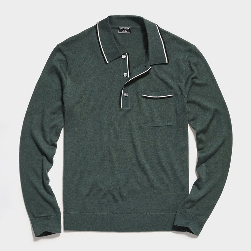 Todd Snyder Long-Sleeve Merino Tipped Polo