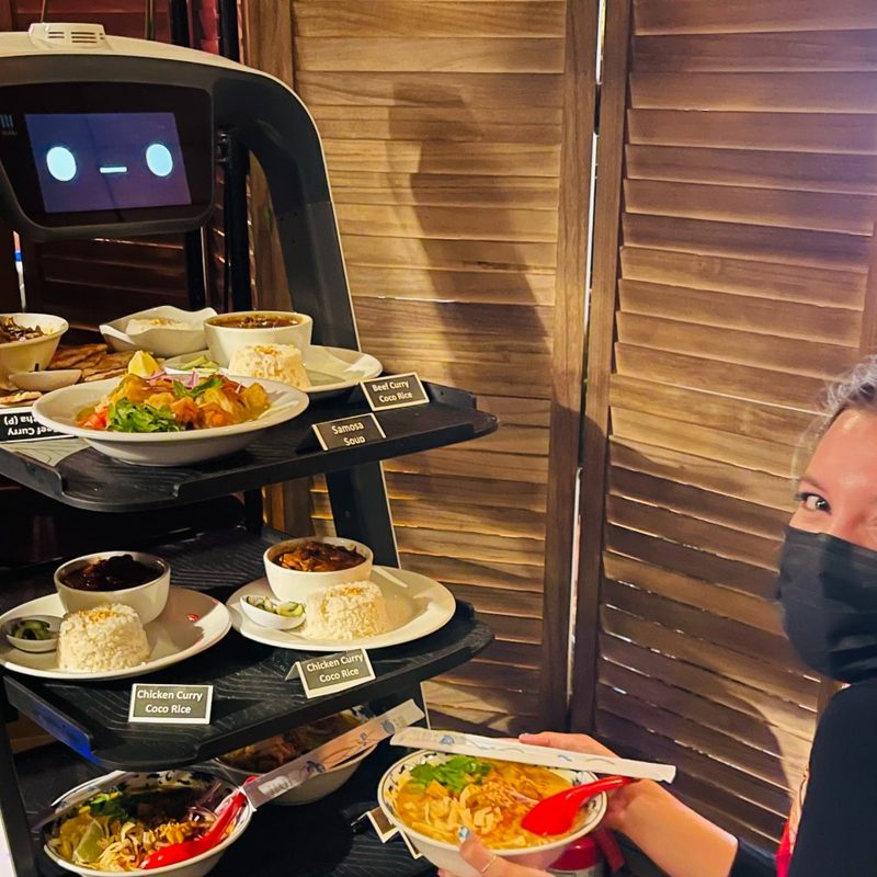 Top Burmese restaurant robot food delivery.