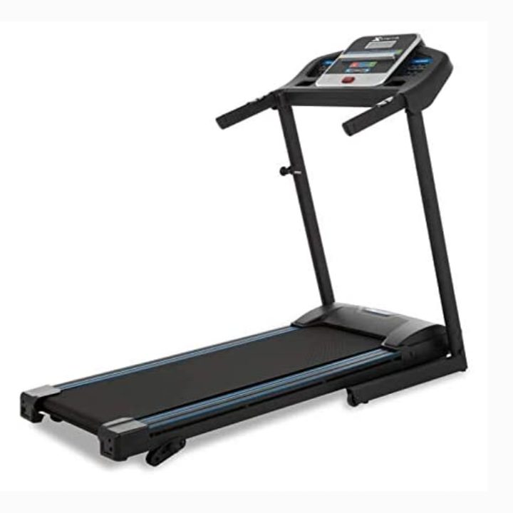 This Xterra treadmill conveniently folds up for storage.