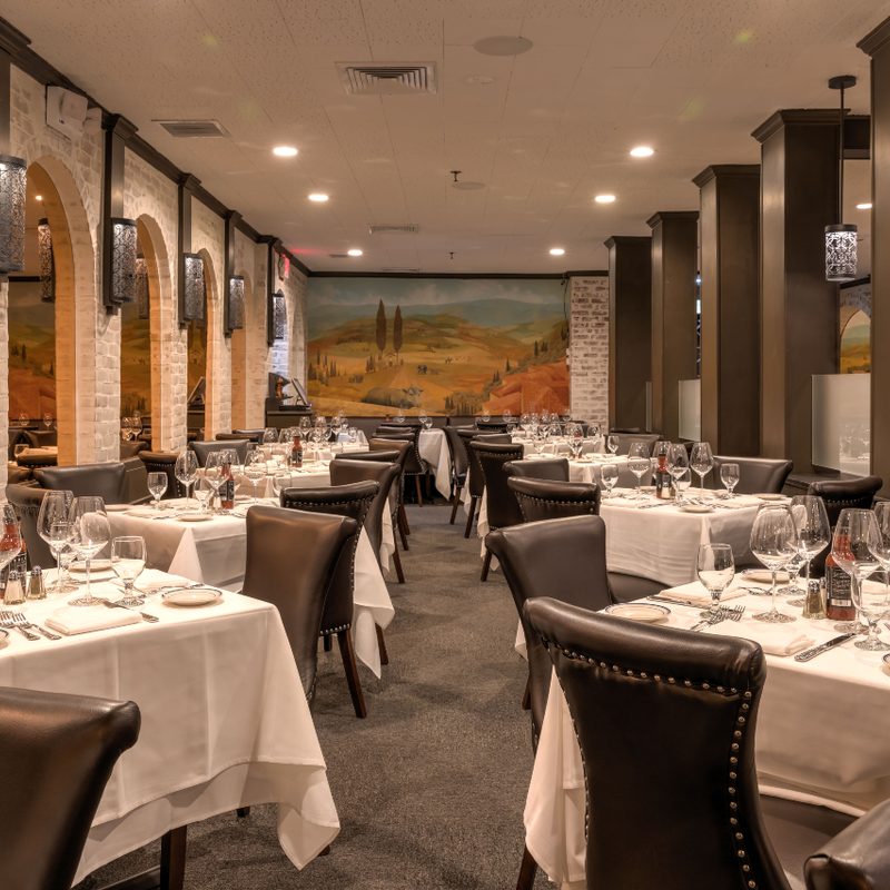The dining room of Tuscany Steakhouse in NYC.