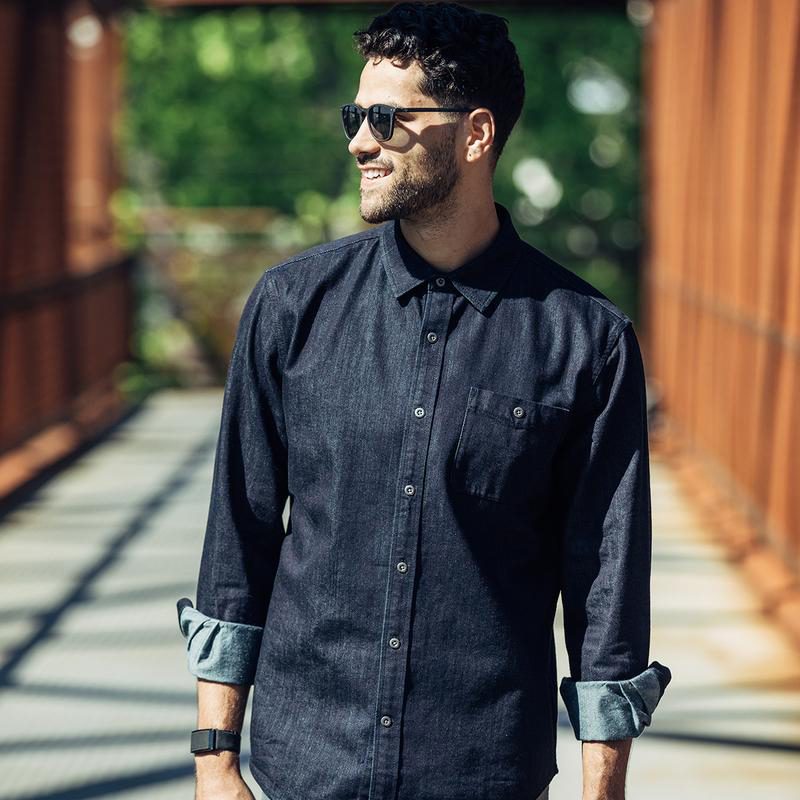 This denim shirt from Wool & Prince is a comfortable blend of cotton and merino wool.