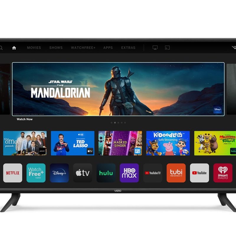 VIZIO 55 Class V-Series 4K UHD LED SmartCast Smart TV HDR displaying streaming apps.