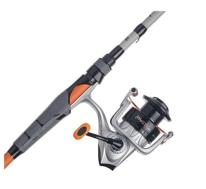 Abu Garcia Max STX 30 Freshwater Spinning Rod and Reel closeup.