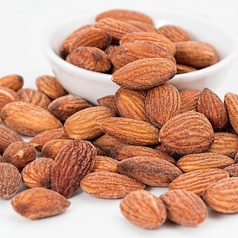 Whole almonds.