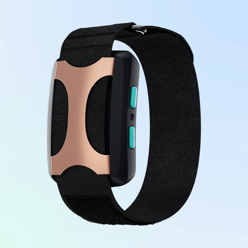 Apollo Neuro wearable on light blue background.