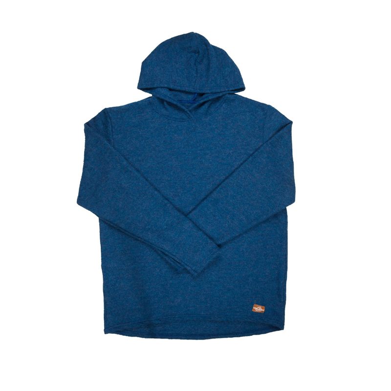 A blue Appalachian Gear Company All-Paca Fleece Hoodie on white background.