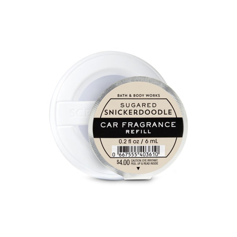 A pot of Bath & Body Works Car Fragrance in Sugared Snickerdoodle variant.