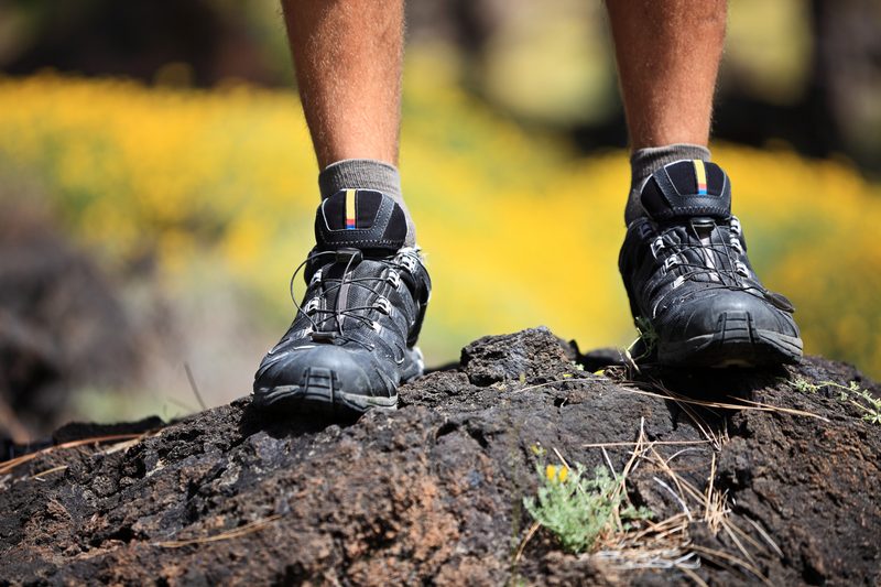 Hiking shoes on a rock