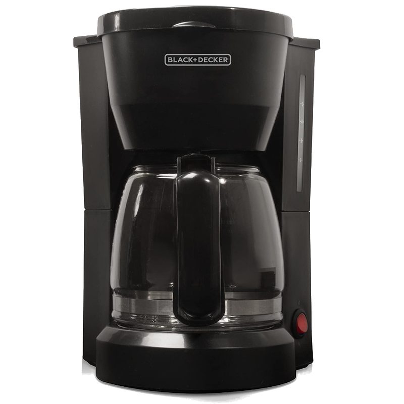 Black and Decker 5 Cup Coffee Maker on a white backdrop.