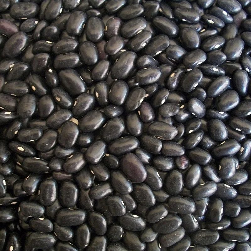A close-up of black beans.