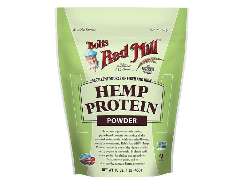 Bob's Red Mill Resealable Hemp Protein Powder on white background.