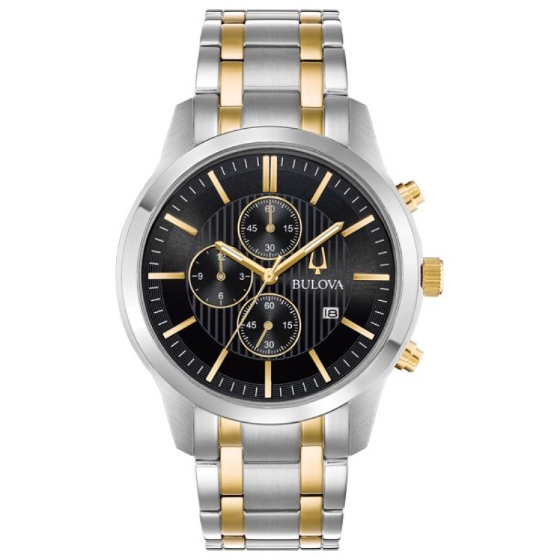Bulova men's two-tone chronograph bracelet watch.