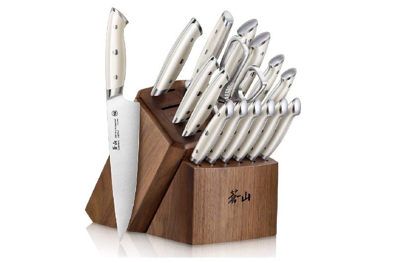 Walnut wood block knife set from Cangshang.