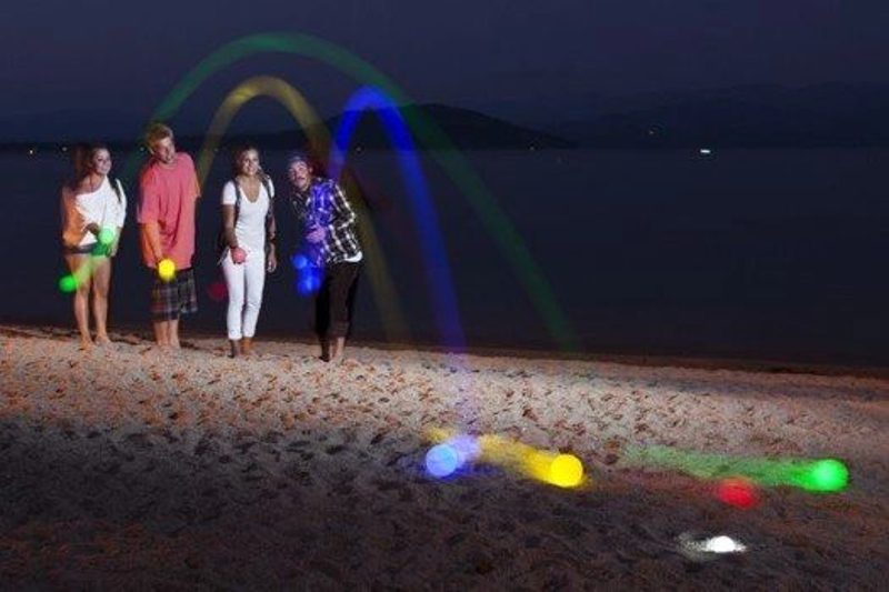 Glow in the dark bocce ball set.