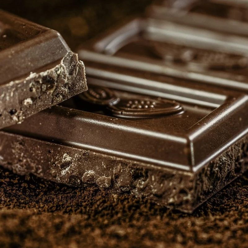 squares of dark chocolate.