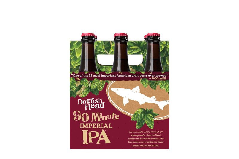Dogfish Head 90-Minute Imperial IPA six-pack.