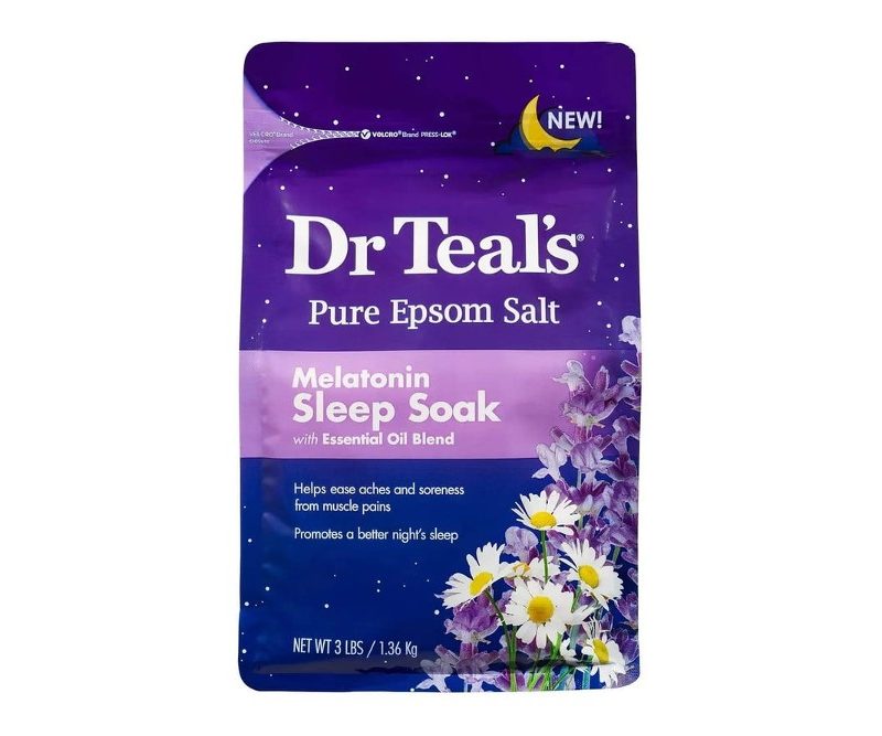 Dr. Teal's Melatonin Sleep Soak with Essential Oil Blend Pure Epsom Salt Soaking Solution.