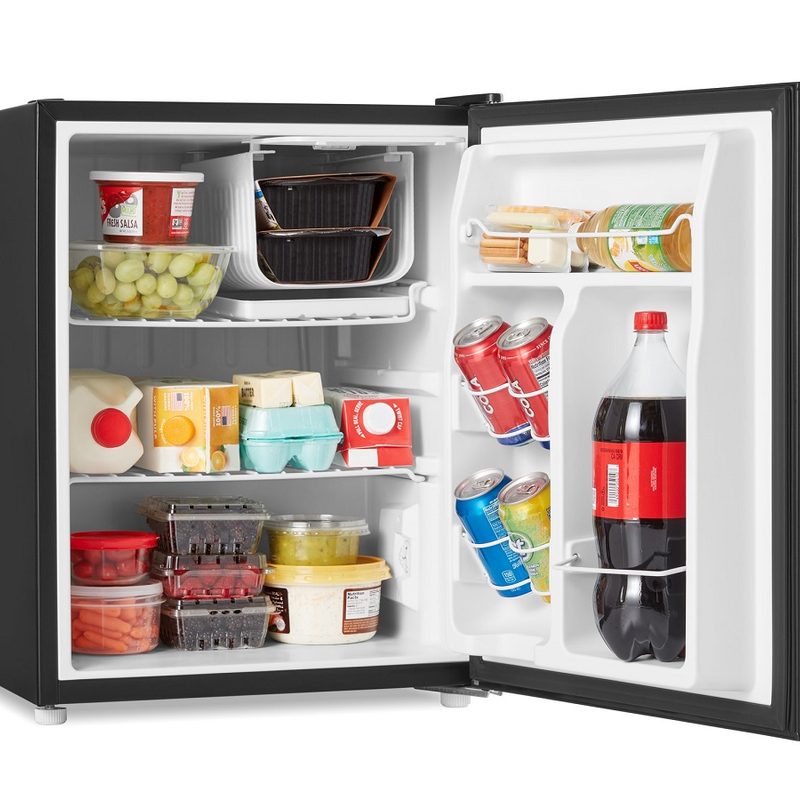 The Galanz Single Door Mini Fridge with 2.7 cu ft of capacity.