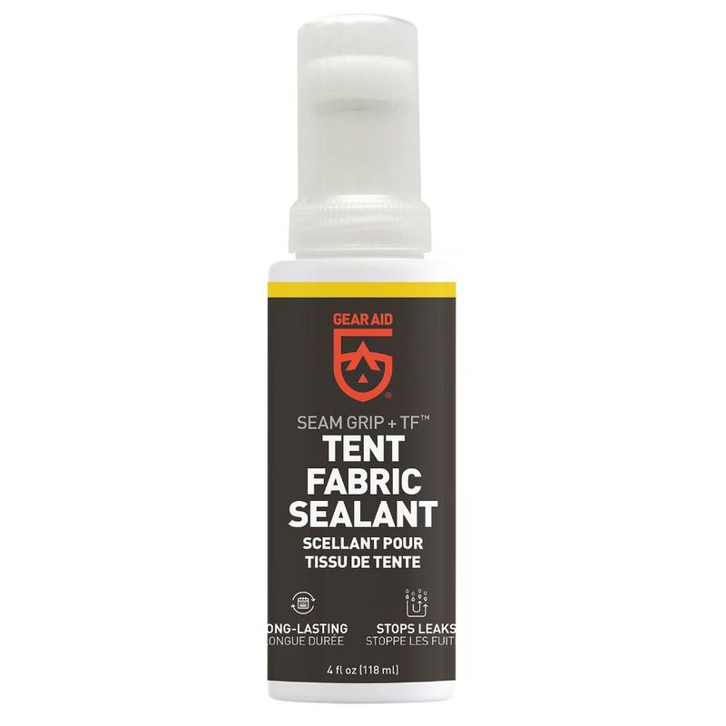 Gear Aid Tent Sure Tent Sealant helps to rewaterproof your tent's urethane coating.
