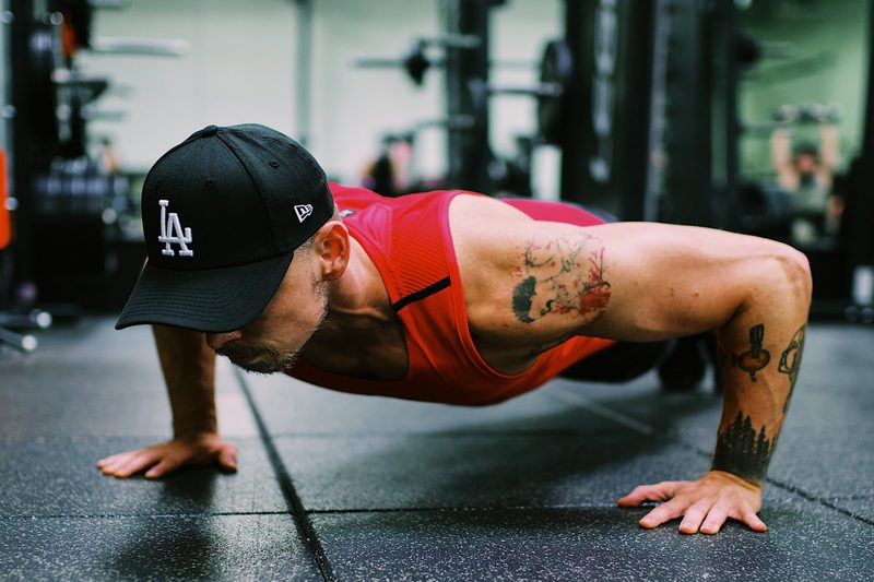 Man doing HIIT push-ups.