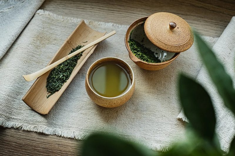 Pot of green tea