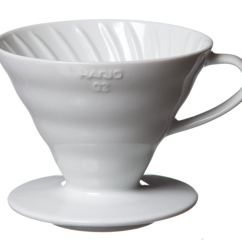 Hario Pour Over Coffee Maker on a white backdrop.
