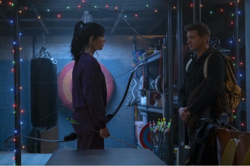 Kate Bishop (Hailee Stanfield) and Clint Barton/Hawkeye (Jeremy Renner) in the new Disney+/Marvel Studios mini-series, "Hawkeye."