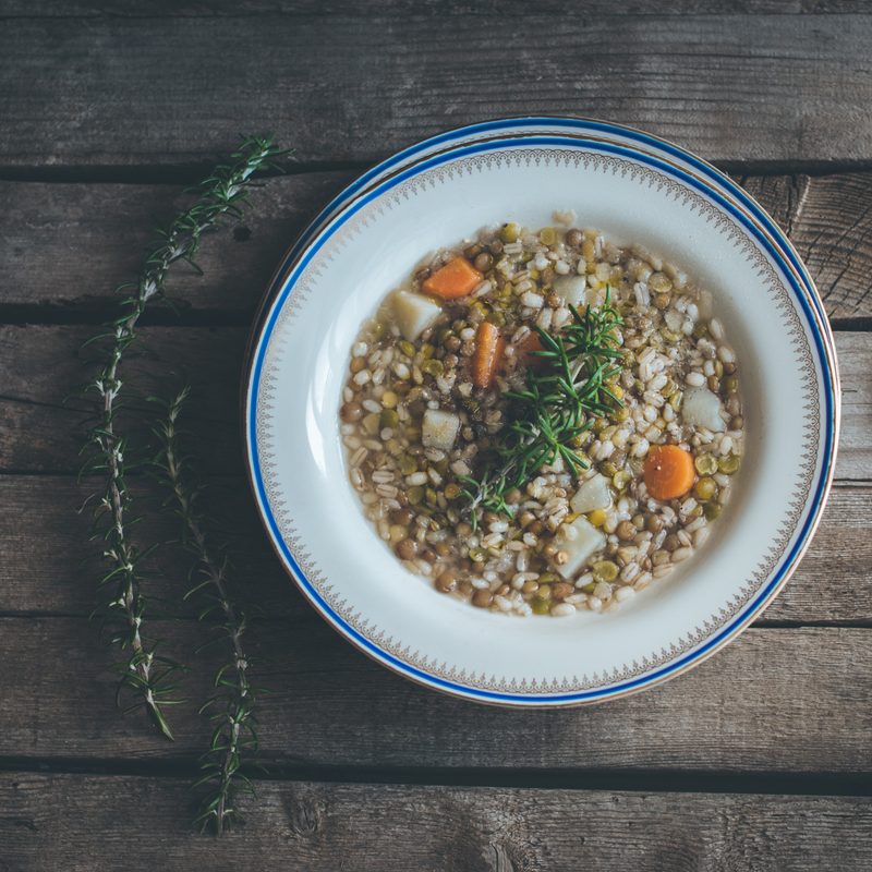 Hearty Harvest Lentil Soup served in a bowl.