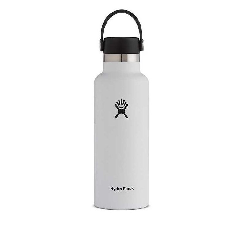 Hydro Flask 8 OZ Water Bottle with Flex Cap in white.