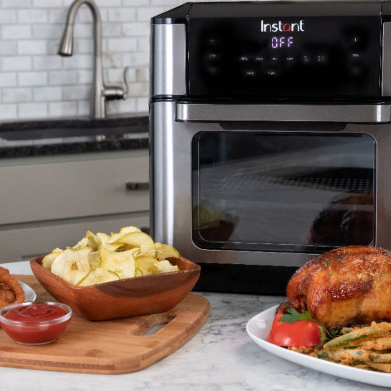 Instant Pot Vortex and foods on a counter.