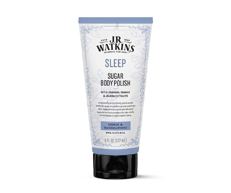 J.R. Watkins Sleep Sugar Body Polish, Monoi & Sandalwood Natural Body Scrub Cleanses & Encourages Restful Sleep, 6 oz.