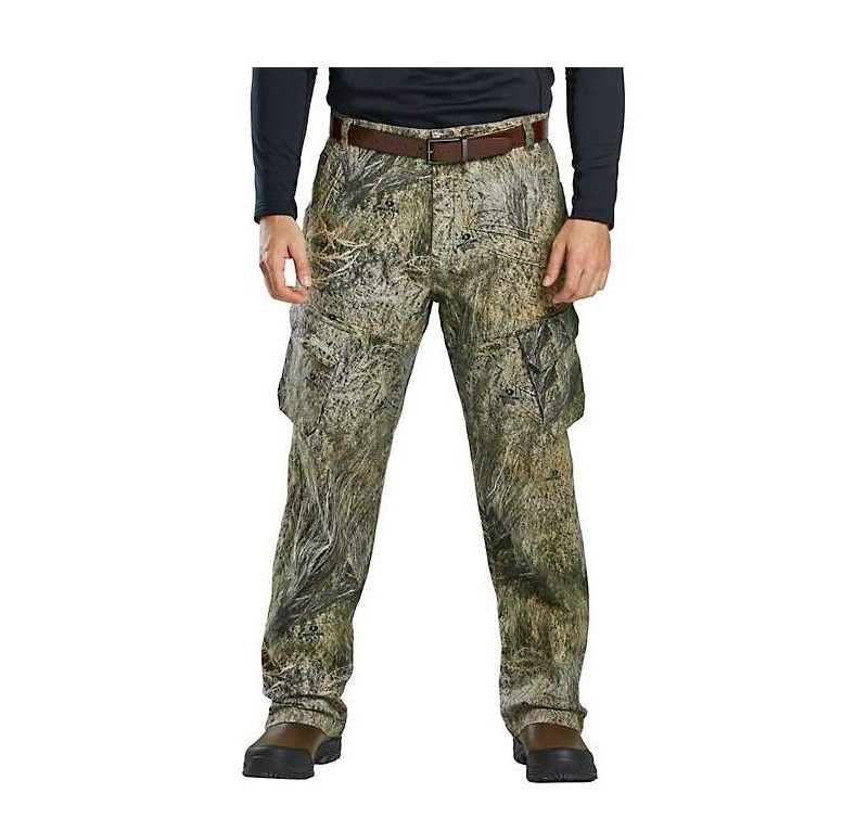 Magellan Outdoors Men's 7-Pocket Twill Hunting Pants in forest camo.