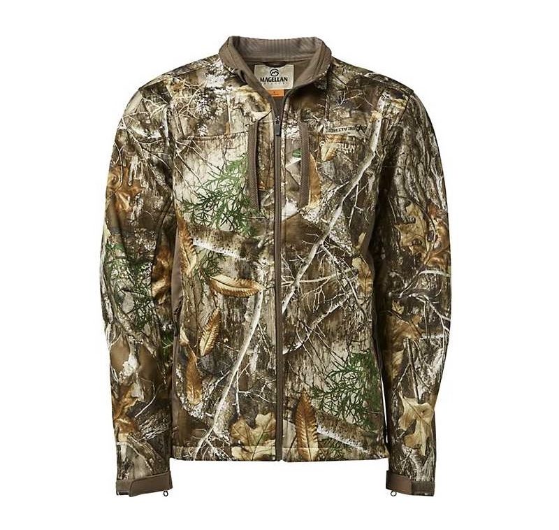 Magellan Outdoors Men's Mesa Softshell Jacket in forest camo.