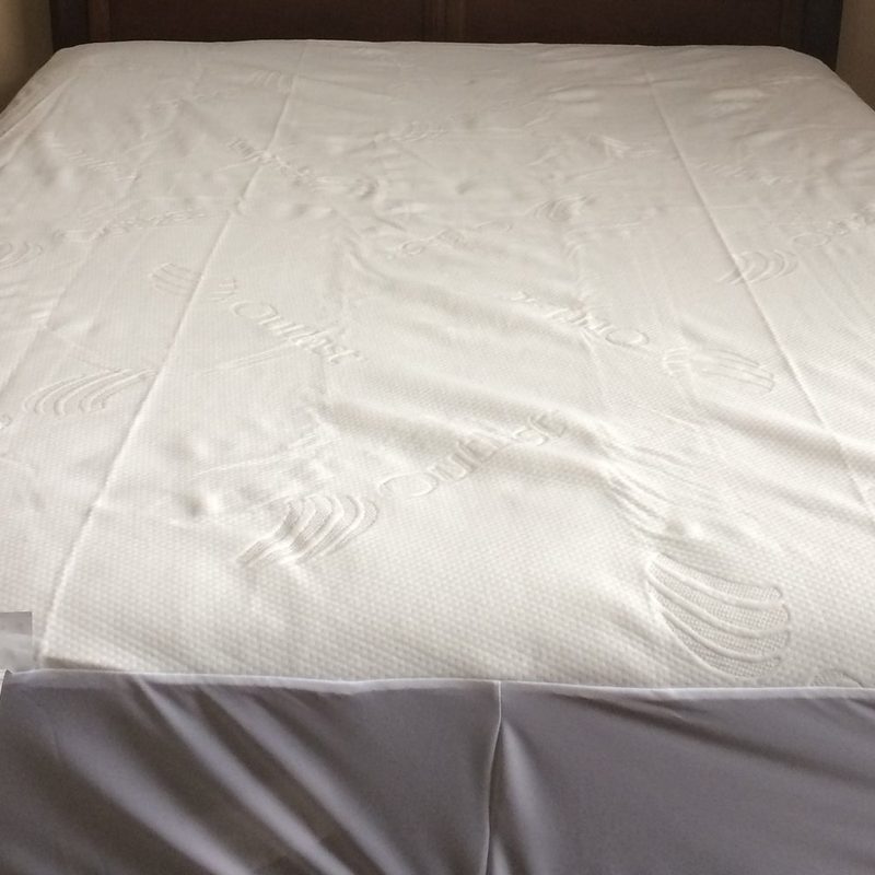 Mattress protector on a bed.