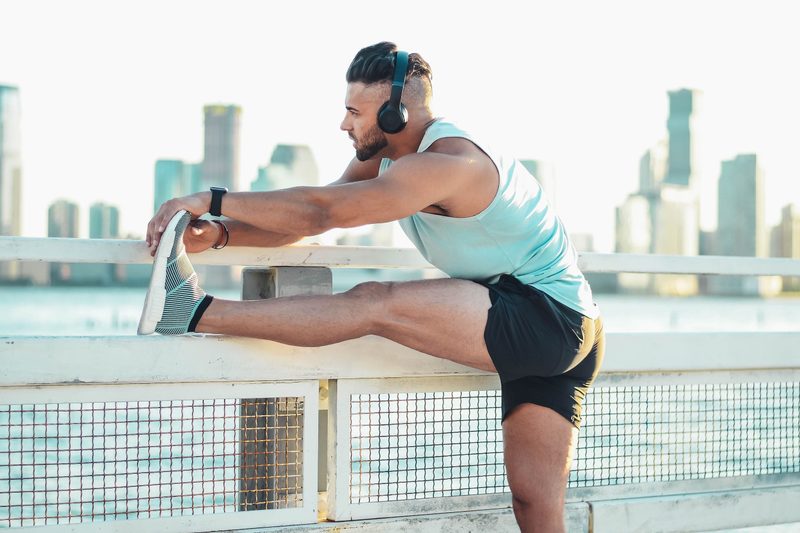 Man stretching his hamstrings