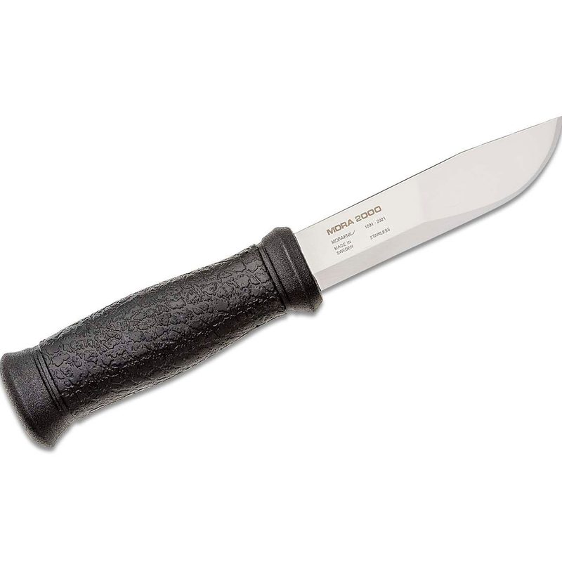 An unsheathed Morakniv Mora 2000 Anniversary Edition Knife displayed on white background.